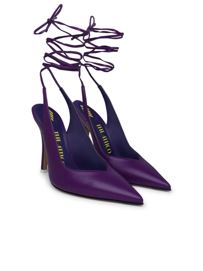 Shop Attico The  Venus Slingback In Purple Leather In Lilla