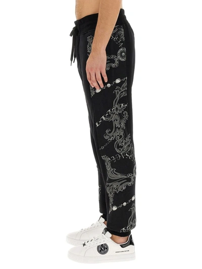 Shop Versace Jeans Couture "chain Couture" Jogging Pants In Black