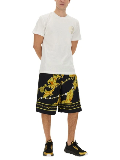 Shop Versace Jeans Couture "chain Couture" Bermuda Shorts In Black