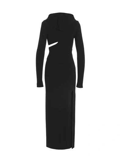 Shop Versace Long Cut-out Hooded Dress In Black