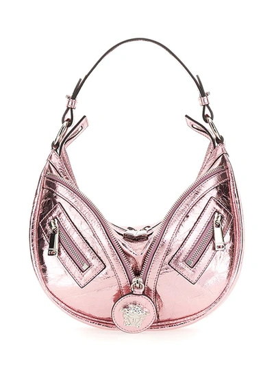 Shop Versace Repeat Small Hobo Bag In Pink