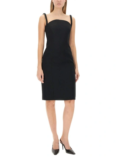 Shop Versace Rolled Midi Dress In Black