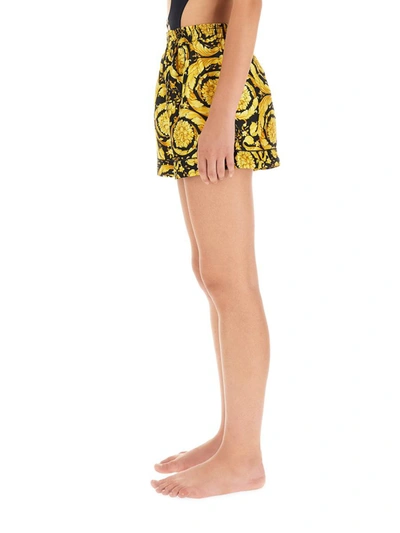 Shop Versace Silk Pajama Shorts In Multicolour