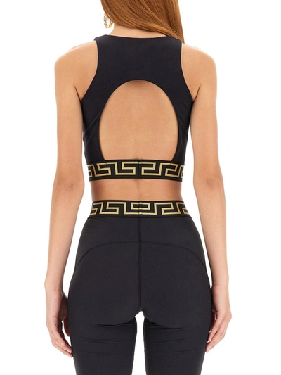 Shop Versace Top With Greek Border In Black