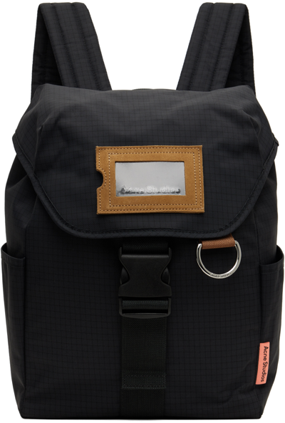 Shop Acne Studios Black Ripstop Nylon Backpack In 900 Black