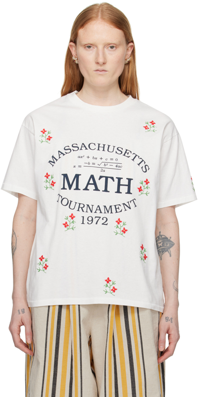 Shop Bode White 'tournament' T-shirt In Cream Cream