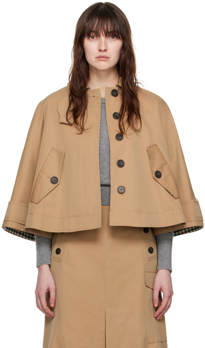 Shop Erdem Tan Cropped Trench Coat In Camel