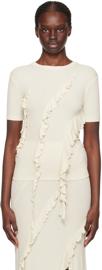 Acne Studios Beige Ruffle T-shirt In Ae9 Ecru Beige