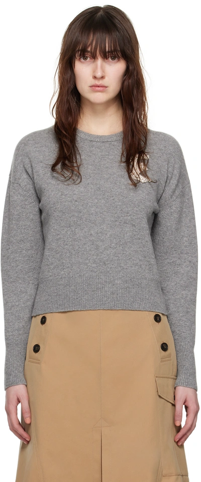 Shop Erdem Gray Appliqué Sweater In Grey Melange