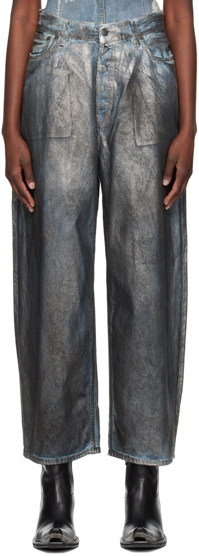 Shop Acne Studios Silver Super Baggy-fit Jeans In Bbr Silver/blue