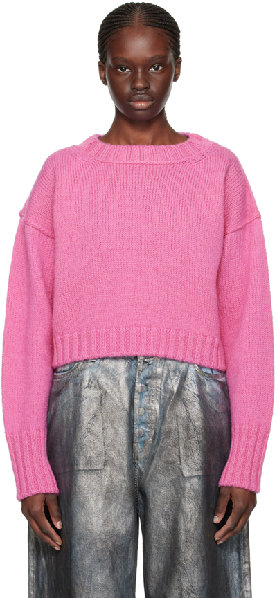 Shop Acne Studios Pink Crewneck Sweater In 415 Pink