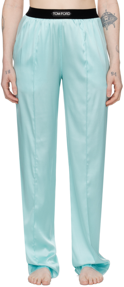 Shop Tom Ford Blue Pinched Seam Lounge Pants In Hb018 Plume