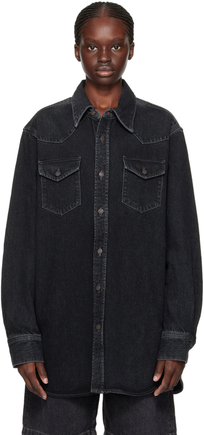 Shop Acne Studios Black Faded Denim Shirt In 900 Black