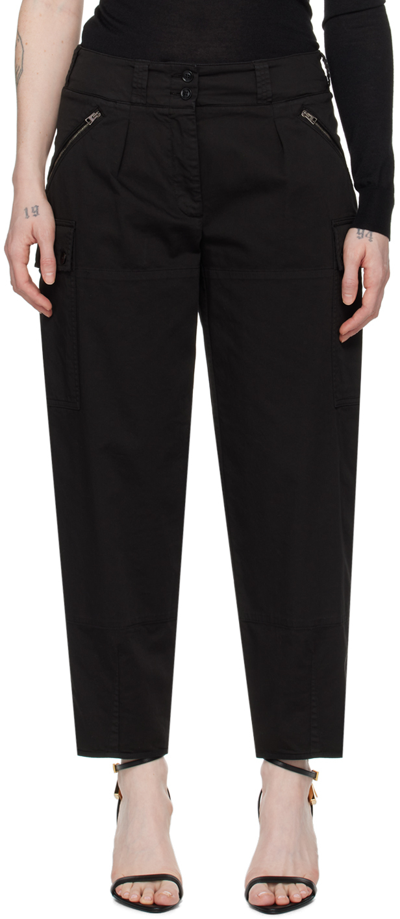 Tom Ford Black Pleated Cargo Trousers In Lb999 Black