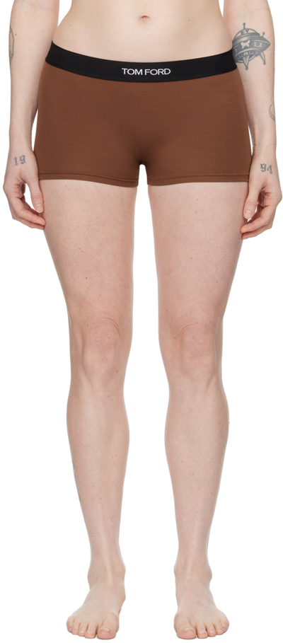 Shop Tom Ford Brown Signature Boy Shorts In Kb561 Cocoa