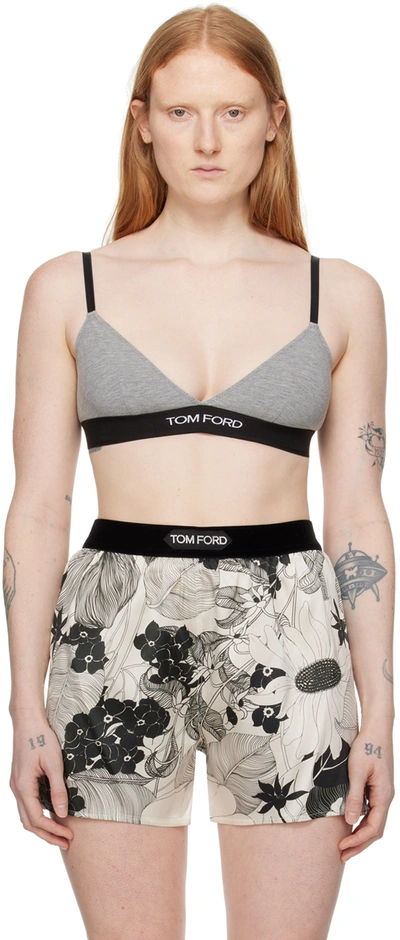 Shop Tom Ford Gray Signature Bra In Ig164 Grey