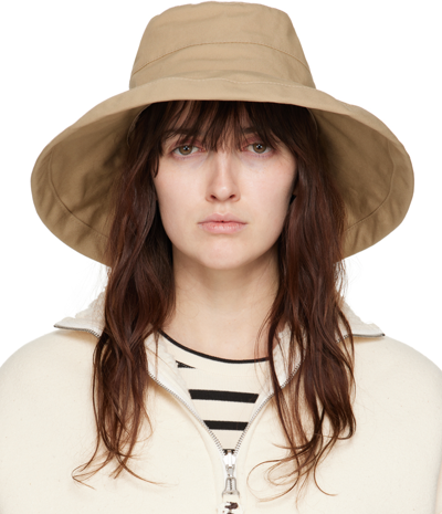 Shop Jil Sander Beige Bucket Beach Hat In 260 Dove Grey