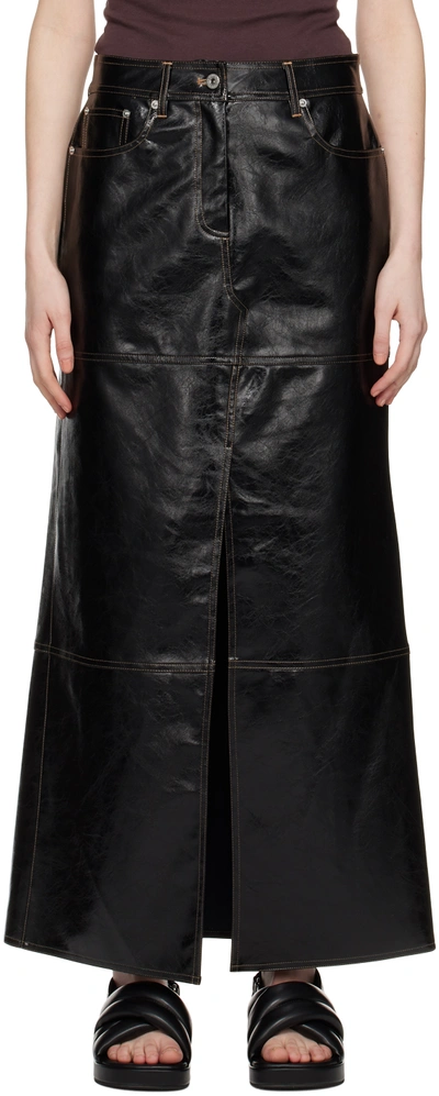 Stand Studio Black Francie Faux-leather Maxi Skirt In Black