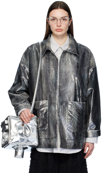 Shop Doublet Gray Summer Fur Jacket In Charcorl