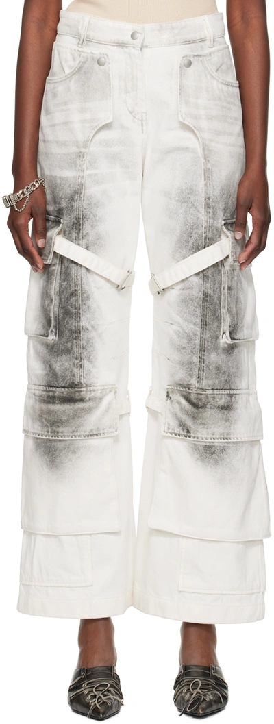 Shop Acne Studios White & Gray Cargo Jeans In Ayt White/black