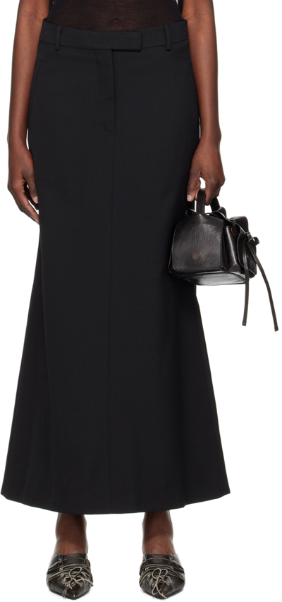 Shop Acne Studios Black Tailored Maxi Skirt In 900 Black