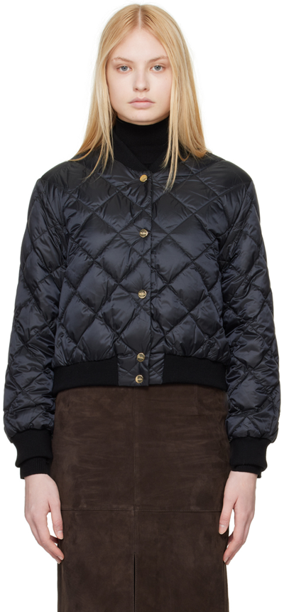Shop Max Mara Black The Cube Quilted Reversible Down Bomber Jacket In 2 Black