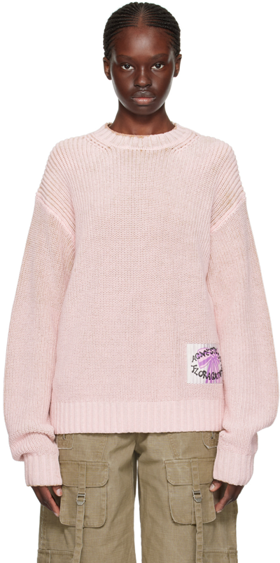 Shop Acne Studios Pink Patch Sweater In Dlt Pale Pink/vintag