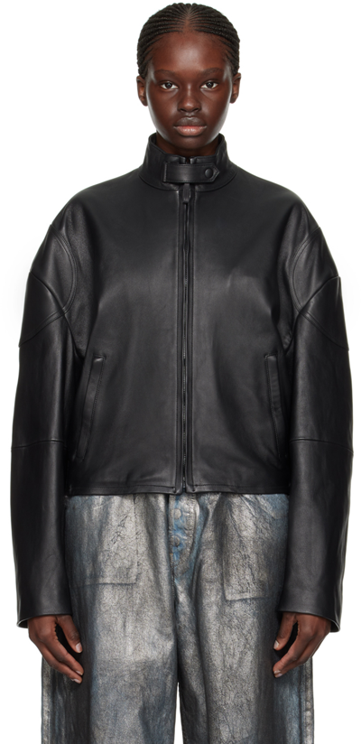 Acne Studios Leather Jacket In 900 Black