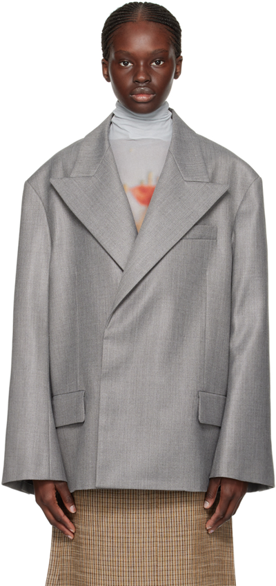 Shop Acne Studios Gray Relaxed-fit Blazer In Dfl Vintage Grey Mel
