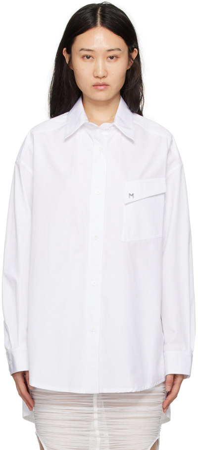 Shop Mugler White Oversized Shirt In 1000 Blanc Optique