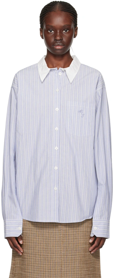 Shop Acne Studios Blue Stripe Shirt In Af2 Blue/white