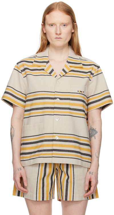 Shop Bode Beige & Orange Namesake Stripe Shirt In Ecru Multi
