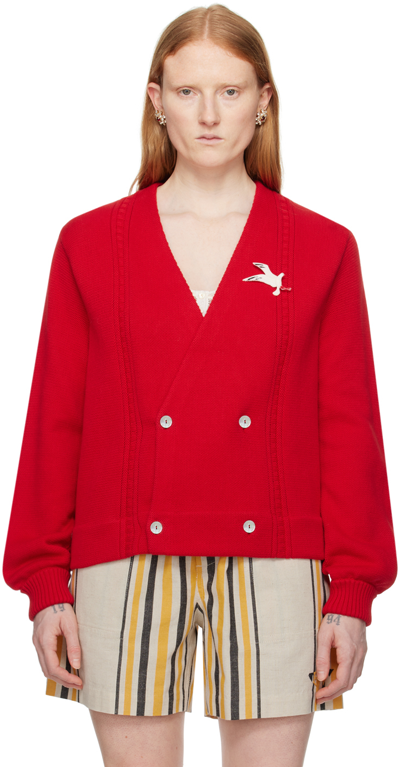 Shop Bode Red Double-breasted Cardigan