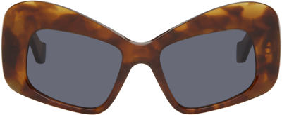 Shop Loewe Brown Eagle Wings Sunglasses In Blonde Havana / Blue