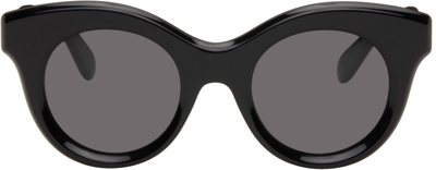 Shop Loewe Black Curvy Sunglasses In Shiny Black / Smoke