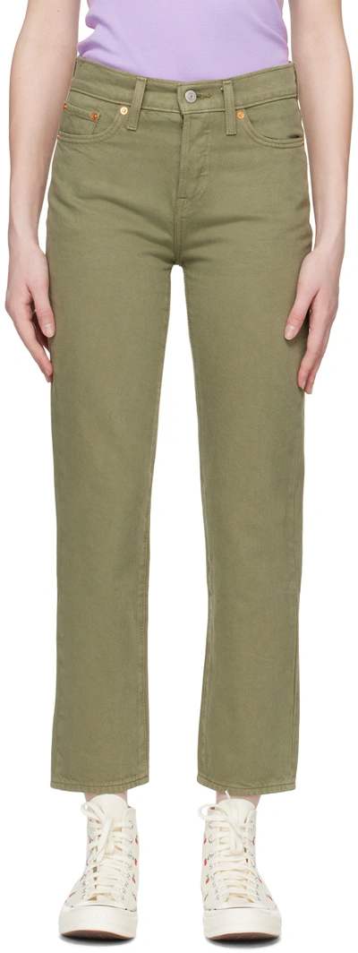 Shop Levi's Khaki Wedgie Straight Jeans In Steeped Lichen Green