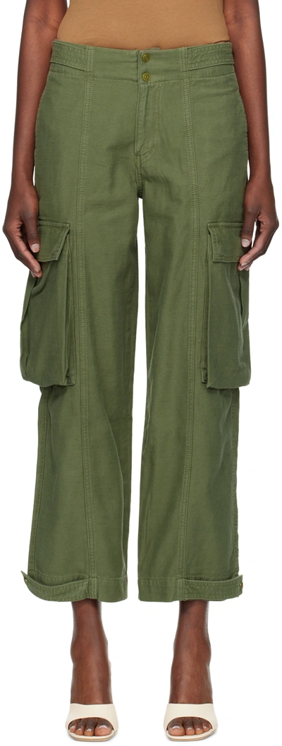 Shop Frame Green Wide Leg Cargo Pants In Poblano