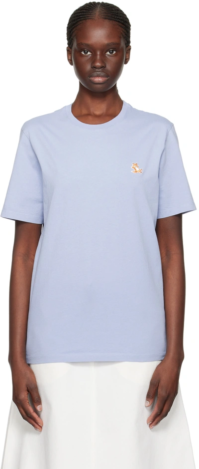 Shop Maison Kitsuné Blue Chillax Fox T-shirt In P419 Beat Blue