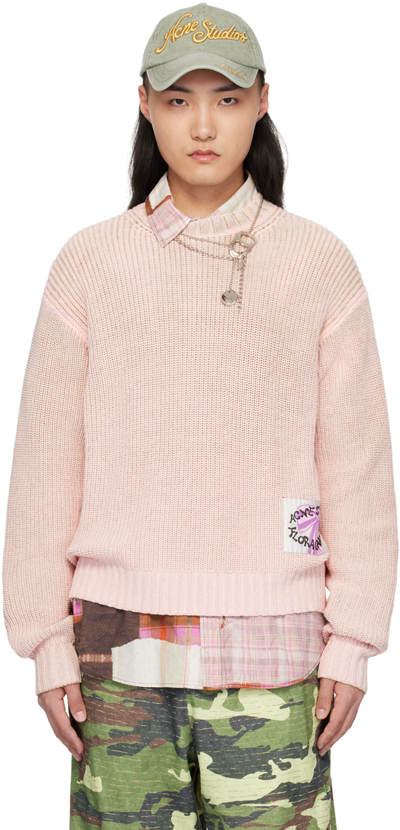 Shop Acne Studios Pink Patch Sweater In Dlt Pale Pink/vintag