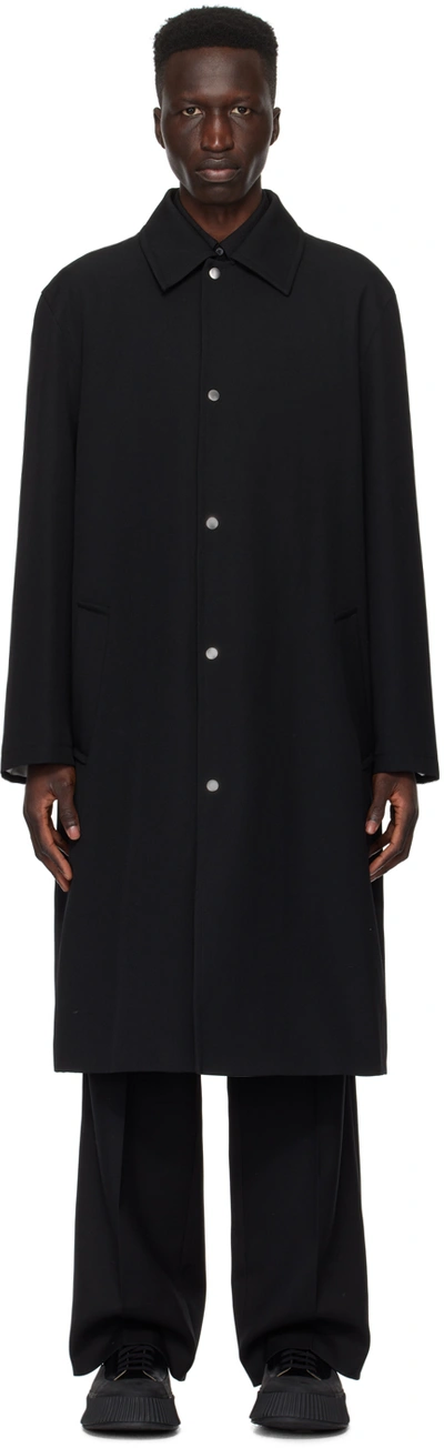 Shop Jil Sander Black Press-stud Coat In 001 Black