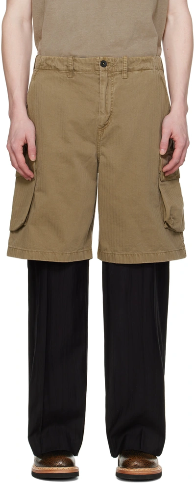 Shop Our Legacy Taupe Mount Shorts In Uniform Olive Herrin