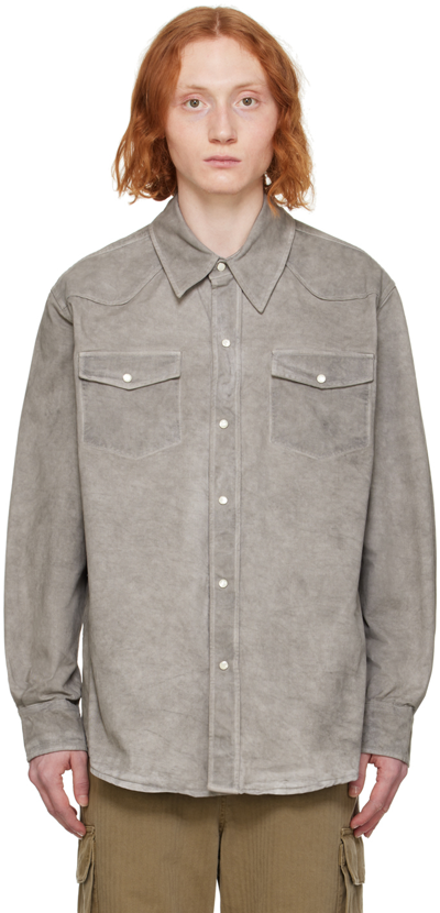 Shop Our Legacy Gray Frontier Denim Shirt In Attic Carbon Wash De