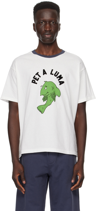 Shop Bode White 'pet A Luma' T-shirt In Cream