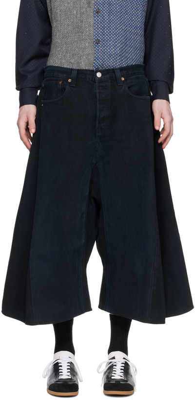 Shop Bless Black Paneled Denim Shorts