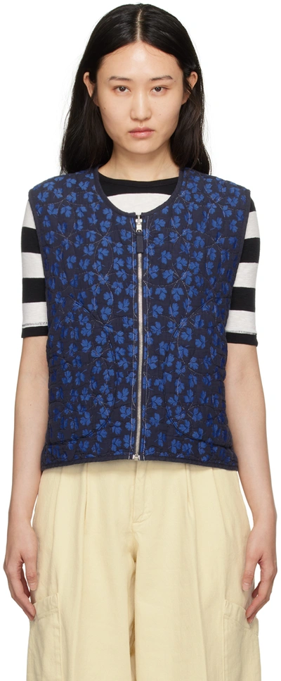 Ymc You Must Create Navy Jackie Reversible Vest In 40-blue Multi