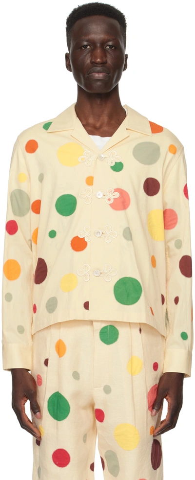 Shop Bode Off-white Dotted Appliqué Shirt In Crmlt