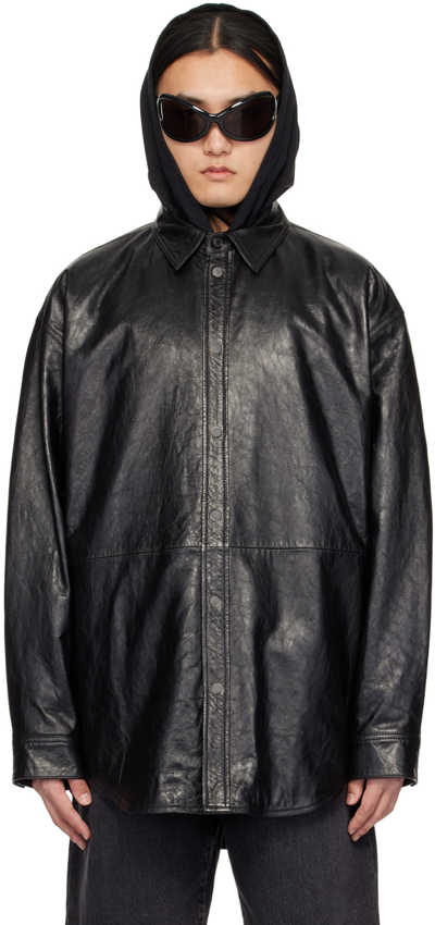 Shop Acne Studios Black Embossed Leather Jacket In 900 Black