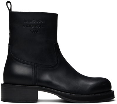 Shop Acne Studios Black Leather Waxed Boots In 900 Black