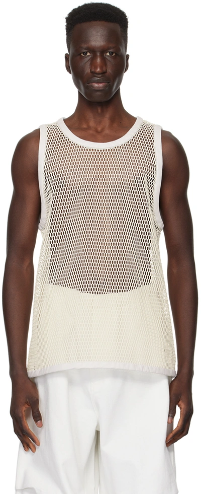 Shop Jil Sander Off-white Scoop Neck Tank Top In 105 Chalk