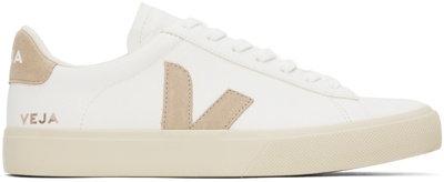 Shop Veja White & Beige Campo Leather Sneakers In Extra-white_almond